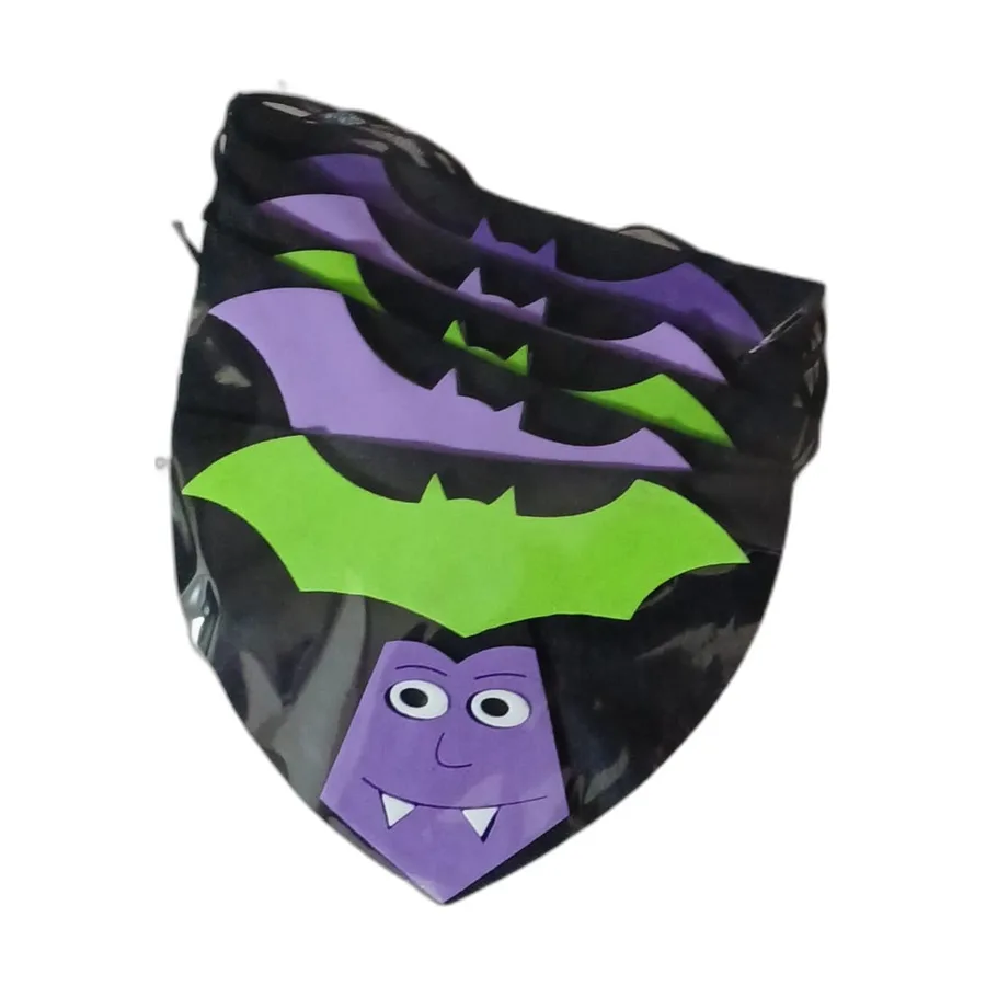 Pacote de bandanas pretas com morcegos e vampiro
